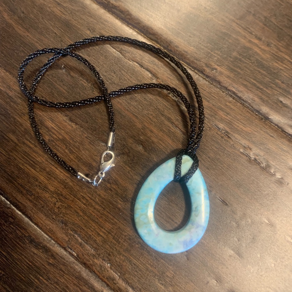 Turquoise teardrop donut necklace